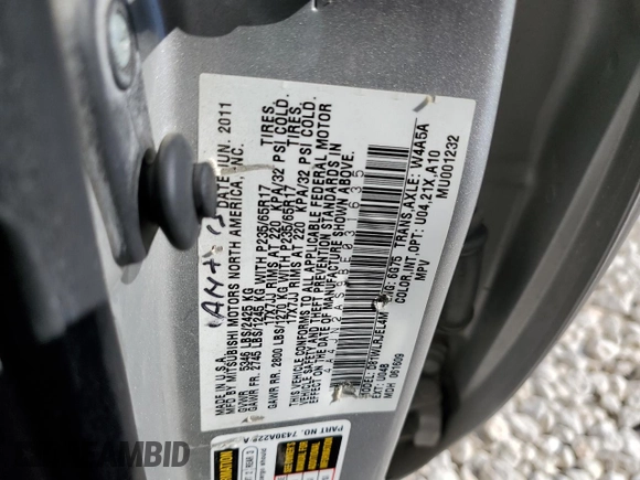 2011 Mitsubishi Endeavor LS with VIN 4A4JN2AS9BE031635, listed as a Copart auction lot 80525844 with 221,344 mi miles and Salvage Title. Bid and sale history available at carsss.com. Image 16.