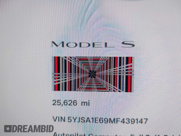 2021 Tesla Model S Plaid with VIN 5YJSA1E69MF439147, listed as a IAAI auction lot 41825656 with 25,626 mi miles. Bid and sale history available at carsss.com. Image 15.