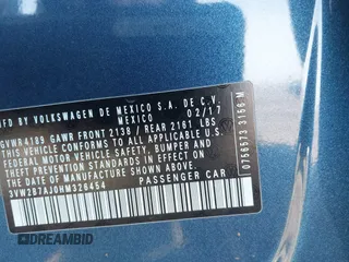 2017 Volkswagen Jetta S с VIN 3VW2B7AJ0HM326454, выставлен на аукционе IAAI как лот 41940675 с пробегом 59 708 миль миль и . История ставок и продаж доступна на DreamBid. Изображение 9.