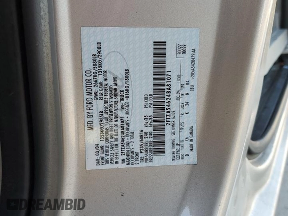 2004 Ford Freestar Cargo z VIN 2FTZA54624BA81071, wystawiony jako Copart lot #85571194 z przebiegiem 146 690 mil mil oraz Szkody całkowita. Historia ofert i sprzedaży dostępna na DreamBid. Obrazek 15.