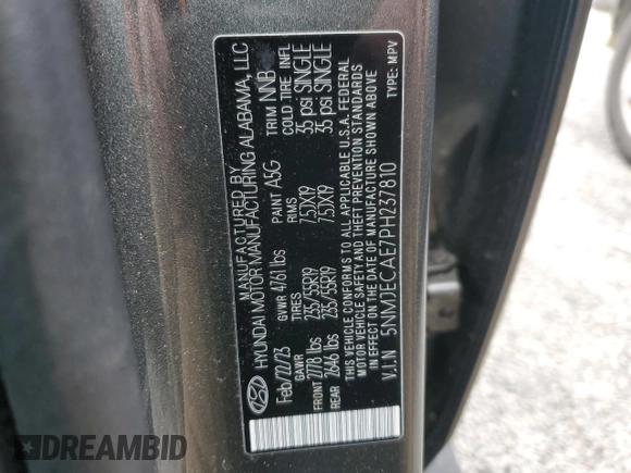 2023 Hyundai Tucson Limited with VIN 5NMJECAE7PH237810, listed as a Copart auction lot 46398795 with 18,337 mi miles and Salvage Title. Bid and sale history available at DreamBid. Image 13.