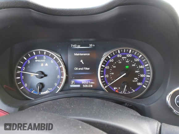 2014 Infiniti Q50 Hybrid Sport with VIN JN1AV7AP4EM691658, listed as a IAAI auction lot 41164910 with 90,521 mi miles and . Bid and sale history available at DreamBid. Image 7.