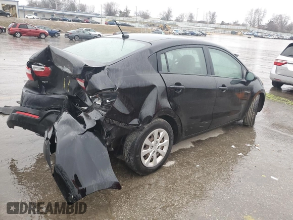 2014 Kia Rio LX with VIN KNADM4A35E6401373, listed as a Copart auction lot 47655755 with 117,500 mi miles and Salvage Title. Bid and sale history available at carsss.com. Image 3.