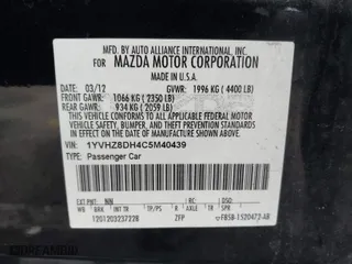 2012 Mazda Mazda6 i Touring with VIN 1YVHZ8DH4C5M40439, listed as a IAAI auction lot 41668356 with 183,287 mi miles. Bid and sale history available at carsss.com. Image 9.