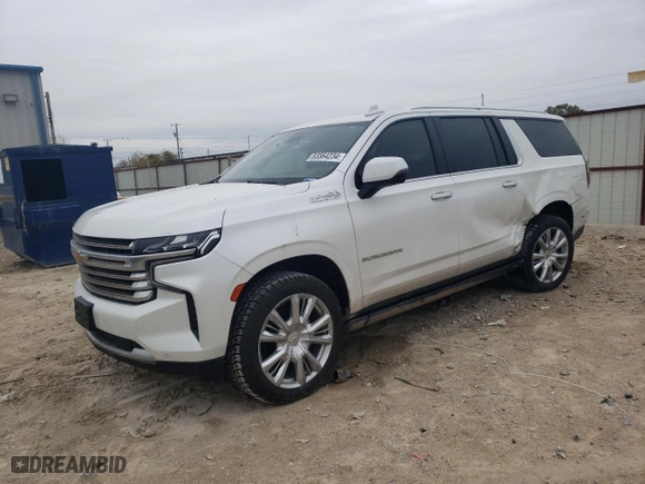 2021 Chevrolet Suburban High Country with VIN 1GNSKGKL6MR149816, listed as a Copart auction lot 83564234 with 104,623 mi miles and Salvage Title. Bid and sale history available at carsss.com. Image 1.