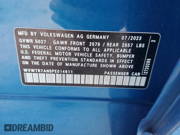 2023 Volkswagen Arteon SEL Premium R-Line z VIN WVWTR7AN5PE014611, wystawiony jako Copart lot #43589095 z przebiegiem 12 517 mil mil oraz Szkoda całkowita • Salvage title. Historia ofert i sprzedaży dostępna na DreamBid. Obrazek 12.