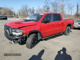 2019 Ram 1500 Rebel z VIN 1C6SRFLTXKN566445, wystawiony jako Copart lot #48919845 z przebiegiem 56 824 mil mil oraz Czysty tytuł • Clean title. Historia ofert i sprzedaży dostępna na DreamBid. Obrazek 1.