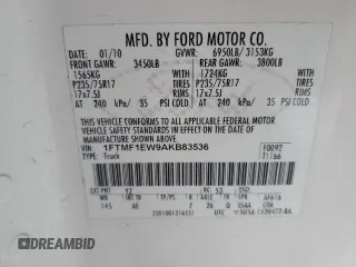 2010 Ford F-150 XL with VIN 1FTMF1EW9AKB83536, listed as a Copart auction lot 44508735 with 140,648 mi miles and Salvage title. Bid and sale history available at DreamBid. Image 13.