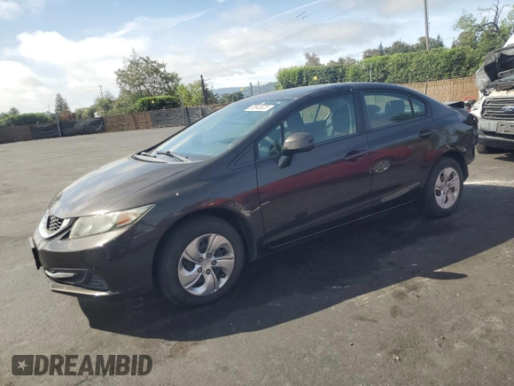 2013 Honda Civic LX with VIN 19XFB2F52DE214133, listed as a Copart auction lot 53840825 with 133,959 mi miles and Salvage Title. Bid and sale history available at DreamBid. Image 1.