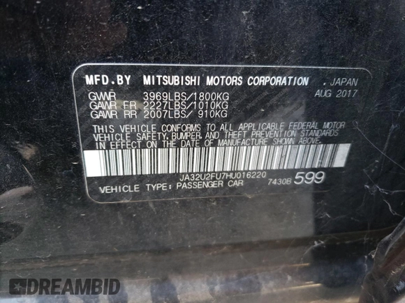 2017 Mitsubishi Lancer ES with VIN JA32U2FU7HU016220, listed as a Copart auction lot 71473644 with 116,094 mi miles and Salvage Title. Bid and sale history available at carsss.com. Image 13.