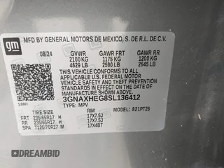 2025 Chevrolet Equinox FWD LT with VIN 3GNAXHEG8SL136412, listed as a IAAI auction lot 42456987 with 4,692 mi miles and . Bid and sale history available at DreamBid. Image 9.