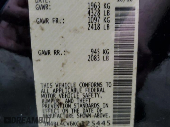 2019 Nissan Altima SR with VIN 1N4BL4CV6KC125445, listed as a Copart auction lot 48567405 with 200,888 mi miles and Clean Title. Bid and sale history available at carsss.com. Image 12.