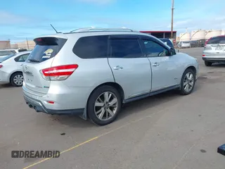 2014 Nissan Pathfinder Platinum Hybrid with VIN 5N1CR2MN2EC651300, listed as a IAAI auction lot 42417443 with 144,710 mi miles and . Bid and sale history available at DreamBid. Image 4.