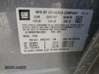 2021 Chevrolet TrailBlazer LS with VIN KL79MMS27MB129524, listed as a Copart auction lot 63929464 with 32,100 mi miles and Clean Title. Bid and sale history available at DreamBid. Image 13.
