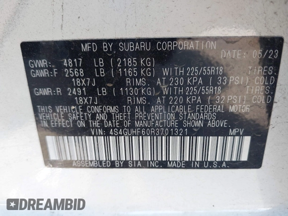 2024 Subaru Crosstrek Special Sports с VIN 4S4GUHF60R3701321, выставлен на аукционе IAAI как лот 41336157 с пробегом 23 844 миль миль и . История ставок и продаж доступна на DreamBid. Изображение 9.
