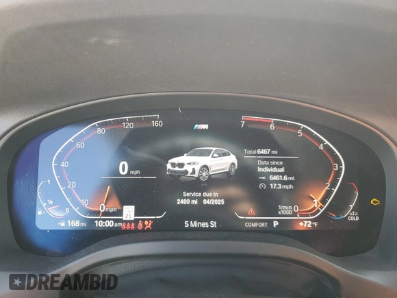 2024 BMW X4 xDrive30i with VIN 5UX33DT09R9W50136, listed as a Copart auction lot 46949595 with 6,467 mi miles and Salvage Title. Bid and sale history available at carsss.com. Image 9.