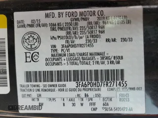2015 Ford Fusion SE with VIN 3FA6P0HD7FR271455, listed as a Copart auction lot 60920955 with 227,885 mi miles and Clean title. Bid and sale history available at DreamBid. Image 12.