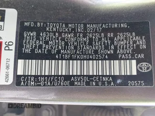 2017 Toyota Camry XLE with VIN 4T1BF1FK0HU402574, listed as a IAAI auction lot 41889015 with 155,470 mi miles. Bid and sale history available at carsss.com. Image 9.