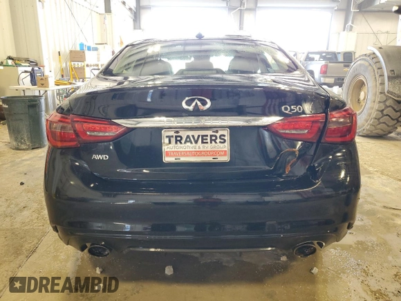 2018 Infiniti Q50 Luxe with VIN JN1CV7AR9JM280079, listed as a Copart auction lot 47115965 with 68,241 mi miles and Clean Title. Bid and sale history available at DreamBid. Image 6.