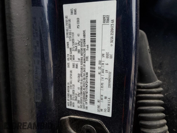 2019 Ford F-150 XL with VIN 1FTFW1E17KFD17936, listed as a Copart auction lot 44655705 with 94,065 mi miles and Salvage Title. Bid and sale history available at carsss.com. Image 12.