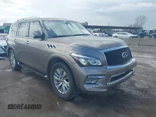 2017 Infiniti QX80 with VIN JN8AZ2NF8H9644800, listed as a IAAI auction lot 41898790 with 129,262 mi miles. Bid and sale history available at carsss.com. Image 1.
