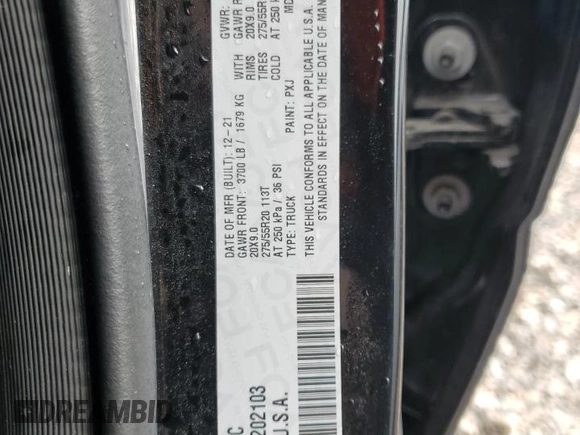 2022 Ram 1500 Big Horn z VIN 1C6RREBG2NN202103, wystawiony jako Copart lot #46644485 z przebiegiem 53 375 mil mil oraz Czysty tytuł • Clean title. Historia ofert i sprzedaży dostępna na DreamBid. Obrazek 12.
