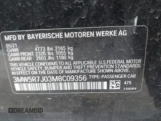 2021 BMW 3 Series 330i xDrive with VIN 3MW5R7J03M8C09356, listed as a IAAI auction lot 41804038 with 86,239 mi miles and . Bid and sale history available at DreamBid. Image 9.