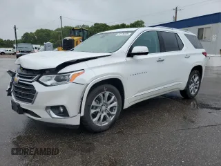 2018 Chevrolet Traverse Premier z VIN 1GNEVJKW4JJ229024, wystawiony jako Copart lot #57776225 z przebiegiem 83 608 mil mil oraz Szkoda całkowita • Salvage title. Historia ofert i sprzedaży dostępna na DreamBid. Obrazek 1.