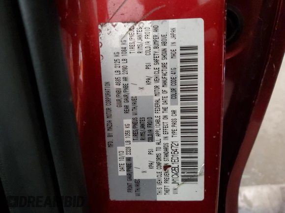 2014 Mazda 5 Sport z VIN JM1CW2BL1E0164721, wystawiony jako Copart lot #62631915 z przebiegiem 111 725 mil mil oraz Szkoda całkowita • Salvage title. Historia ofert i sprzedaży dostępna na DreamBid. Obrazek 14.