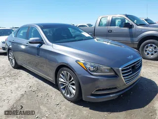 2015 Hyundai Genesis 3.8L with VIN KMHGN4JE4FU072706, listed as a IAAI auction lot 41993699 with 163,122 mi miles. Bid and sale history available at carsss.com. Image 1.