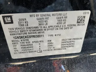 2015 Chevrolet Tahoe LTZ z VIN 1GNSKCKC5FR638011, wystawiony jako Copart lot #49269395 z przebiegiem 127 427 mil mil oraz Szkoda całkowita • Salvage title. Historia ofert i sprzedaży dostępna na DreamBid. Obrazek 15.