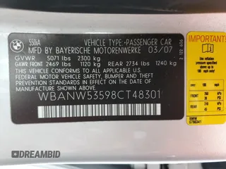 2008 BMW 5 Series 550i with VIN WBANW53598CT48301, listed as a Copart auction lot 48966175 with 221,277 mi miles and Clean Title. Bid and sale history available at carsss.com. Image 12.
