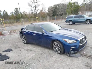 2018 Infiniti Q50 3.0t LUXE with VIN JN1EV7AR0JM444828, listed as a IAAI auction lot 41385294 with 102,948 mi miles. Bid and sale history available at carsss.com. Image 1.