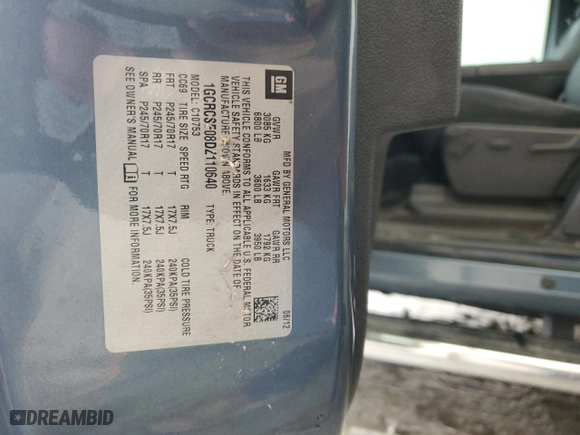 2013 Chevrolet Silverado 1500 LT with VIN 1GCRCSE08DZ110640, listed as a Copart auction lot 52442555 with 78,791 mi miles and Salvage Title. Bid and sale history available at carsss.com. Image 13.