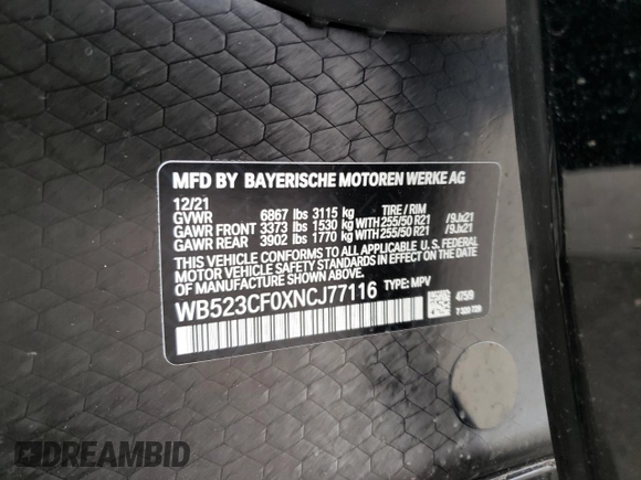 2022 BMW iX xDrive50 с VIN WB523CF0XNCJ77116, выставлен на аукционе Copart как лот 42071493 с пробегом 4 478 миль миль и . История ставок и продаж доступна на DreamBid. Изображение 13.