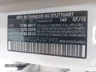 2013 Mercedes-Benz C 300 Sport with VIN WDDGF8AB2DR247992, listed as a IAAI auction lot 42484654 with 102,736 mi miles and . Bid and sale history available at DreamBid. Image 9.