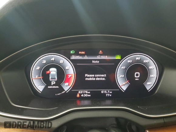 2021 Audi Q5 Premium Plus with VIN WA1BAAFY8M2116737, listed as a Copart auction lot 55652865 with 63,176 mi miles and Salvage title. Bid and sale history available at DreamBid. Image 9.