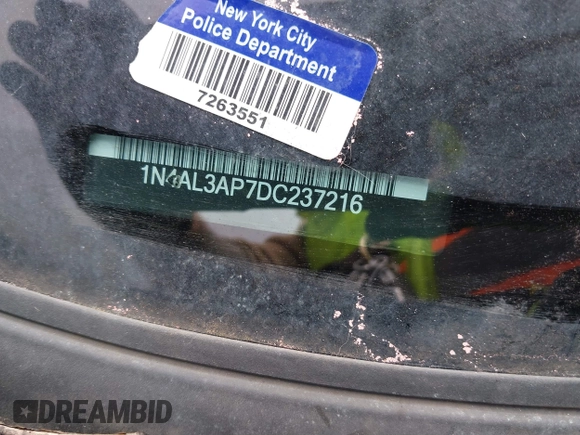 2013 Nissan Altima S with VIN 1N4AL3AP7DC237216, listed as a IAAI auction lot 41886577 with Not Provided miles and . Bid and sale history available at DreamBid. Image 11.