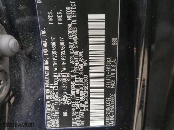 2015 Toyota Sienna XLE with VIN 5TDYK3DC5FS630833, listed as a Copart auction lot 47635315 with 95,139 mi miles and Salvage Title. Bid and sale history available at carsss.com. Image 13.