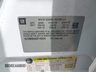 2012 Chevrolet Malibu 2LT with VIN 1G1ZD5EU6CF140634, listed as a IAAI auction lot 42074648 with 203,409 mi miles and . Bid and sale history available at DreamBid. Image 9.