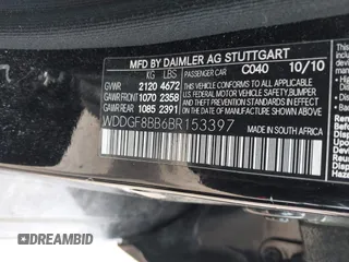 2011 Mercedes-Benz C 300 Sport with VIN WDDGF8BB6BR153397, listed as a IAAI auction lot 42289677 with 96,010 mi miles and . Bid and sale history available at DreamBid. Image 9.