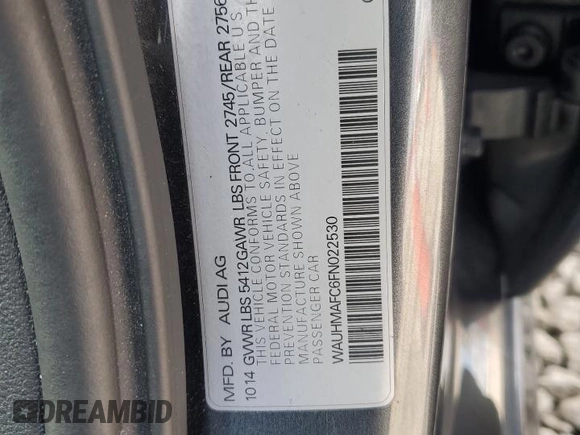 2015 Audi A6 3.0L TDI Prestige with VIN WAUHMAFC6FN022530, listed as a Copart auction lot 47782975 with 71,572 mi miles and Salvage Title. Bid and sale history available at carsss.com. Image 14.