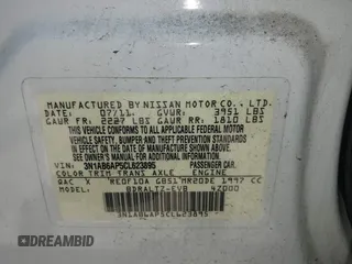 2012 Nissan Sentra S with VIN 3N1AB6AP5CL623895, listed as a IAAI auction lot 42566556 with 48,816 mi miles and . Bid and sale history available at DreamBid. Image 9.