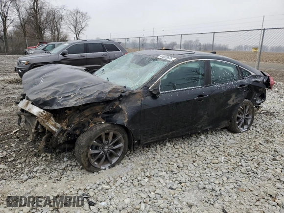 2019 Honda Civic Sedan EX with VIN 19XFC1F34KE016320, listed as a Copart auction lot 44928665 with 0 mi miles and Salvage Title. Bid and sale history available at carsss.com. Image 1.