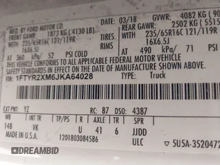 2018 Ford Transit with VIN 1FTYR2XM6JKA64028, listed as a IAAI auction lot 41094202 with 245,115 mi miles and . Bid and sale history available at DreamBid. Image 9.