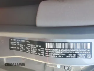 2021 Alfa Romeo Stelvio Ti z VIN ZASPAKBN5M7D20449, wystawiony jako Copart lot #49804615 z przebiegiem 46 127 mil mil oraz Szkoda całkowita • Salvage title. Historia ofert i sprzedaży dostępna na DreamBid. Obrazek 13.