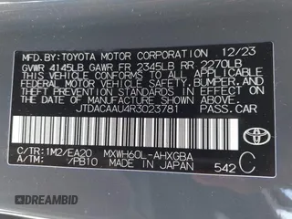 2024 Toyota Prius LE z VIN JTDACAAU4R3023781, wystawiony jako IAAI lot #42114520 z przebiegiem 20 884 mil mil oraz . Historia ofert i sprzedaży dostępna na DreamBid. Obrazek 9.