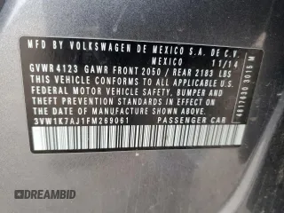 2015 Volkswagen Jetta S с VIN 3VW1K7AJ1FM269061, выставлен на аукционе Copart как лот 44226555 с пробегом 96 651 миль миль и Списание • Salvage title. История ставок и продаж доступна на DreamBid. Изображение 14.