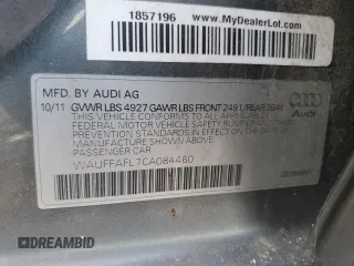 2012 Audi A4 Premium Plus z VIN WAUFFAFL7CA084460, wystawiony jako Copart lot #88583125 z przebiegiem 102 715 mil mil oraz Nie do naprawy • Non repairable. Historia ofert i sprzedaży dostępna na DreamBid. Obrazek 12.