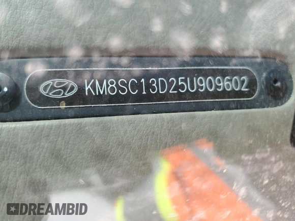 2005 Hyundai Santa Fe GLS z VIN KM8SC13D25U909602, wystawiony jako Copart lot #53751715 z przebiegiem Nie podano mil oraz Szkoda całkowita • Salvage title. Historia ofert i sprzedaży dostępna na DreamBid. Obrazek 13.